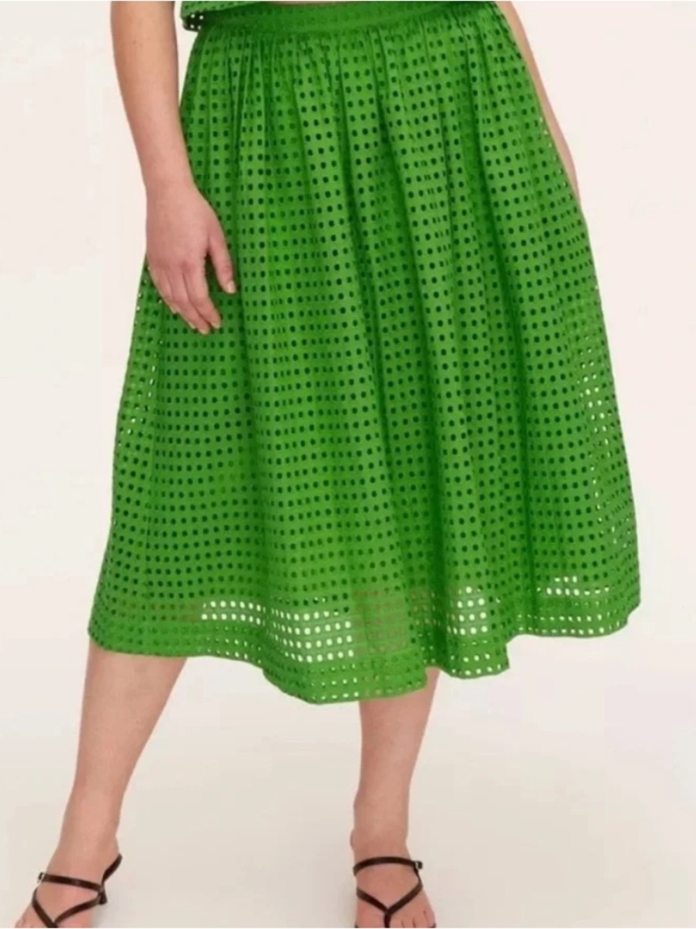 Kate Spade x Target Green Eyelet Volume Midi Skirt - Size M